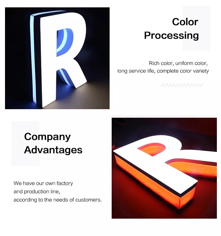 Custom LED Lights Signage Bottom Side Light Pass ABS Strips 3D High Polymer Strips Narrow Type Aluminium Sign Letter