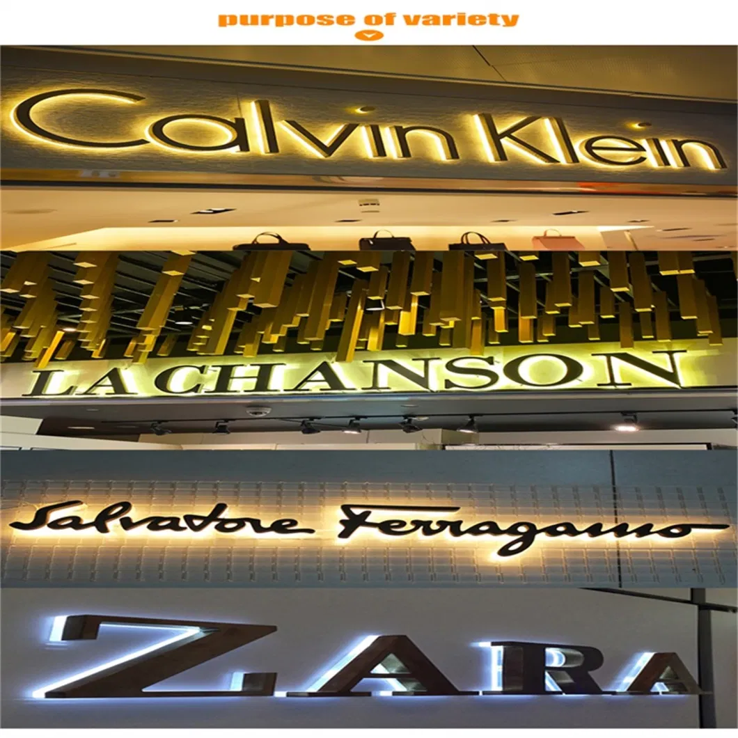 Custom Laser Cut 3D LED Sign Backlit Back Lighting Illuminated Metal Personalized Business Logo Reception Wall Company Name