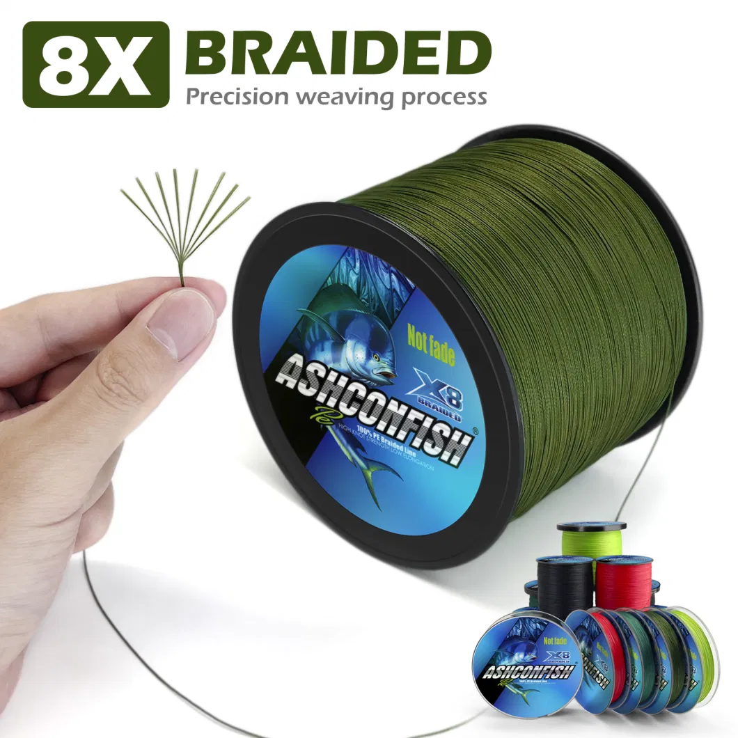 Primary Color Fibre 500m 1000m 8 Strands PE Braided Fishing Line