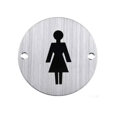 Cartello porta donna′ S in acciaio inox per toilette (DP-003b)