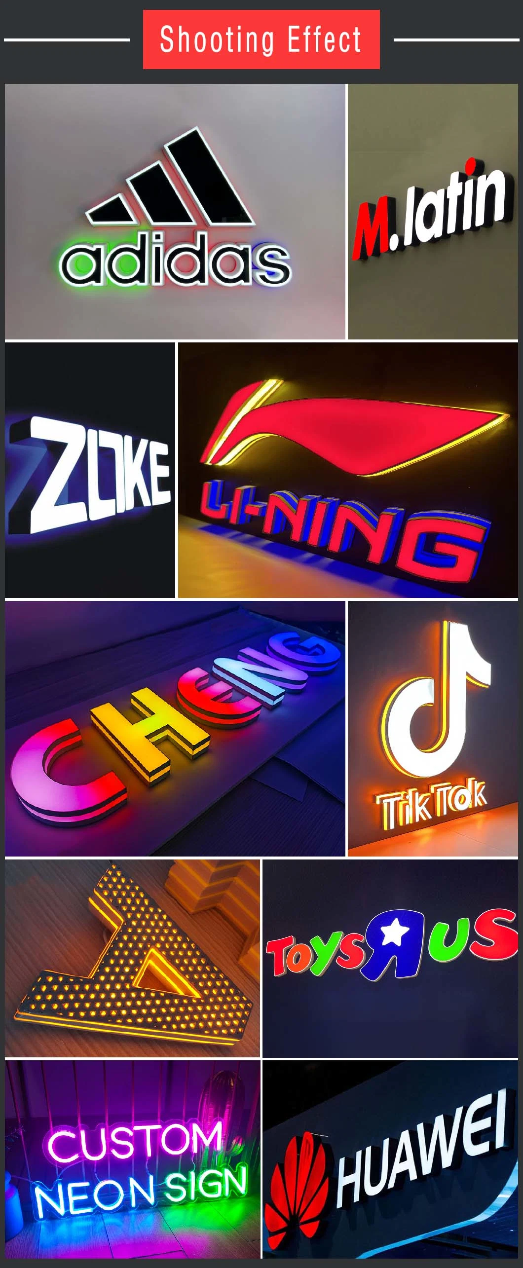 Signboard 3D Logo Illuminated Acrylic Shop Signage LED Light Acrylic Channel Letters Sign