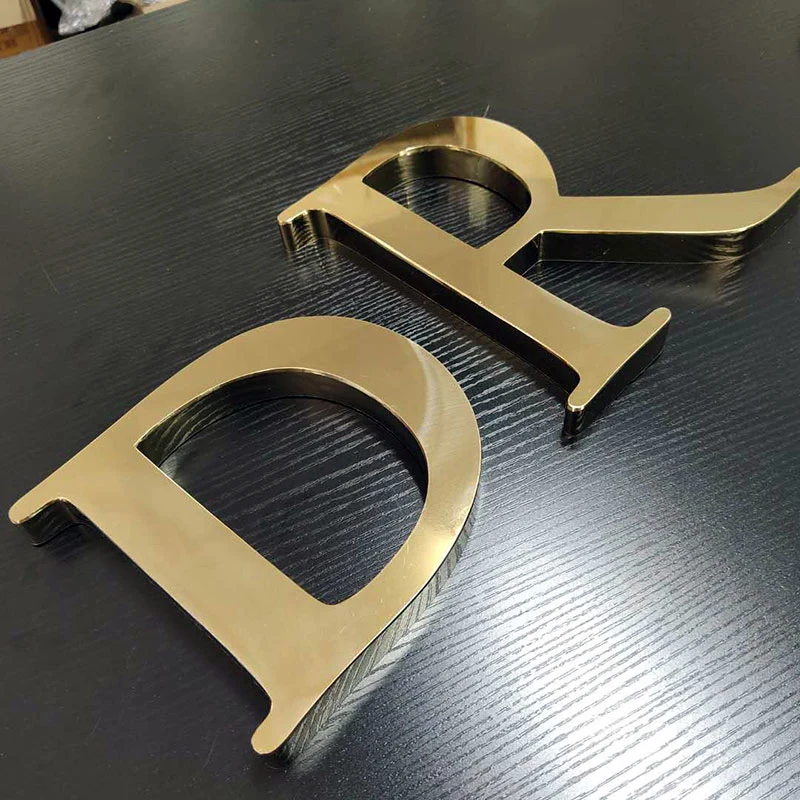 Small Solid Letters Custom 3D Stainless Steel Fabricated Gold Letters Logo for Wall Signs