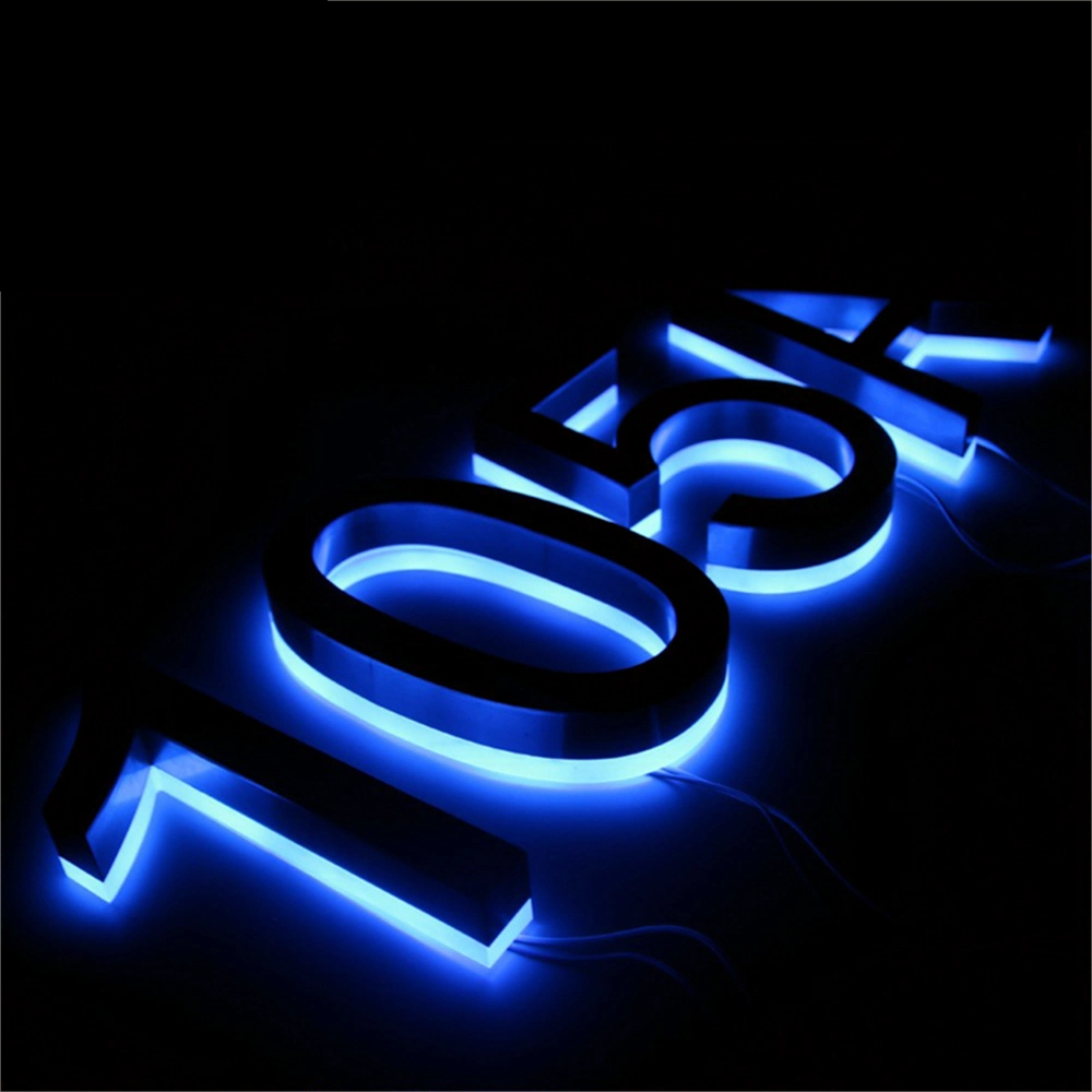 LED Backlit Metal Channel Letter Signs Stainless Steel House Number