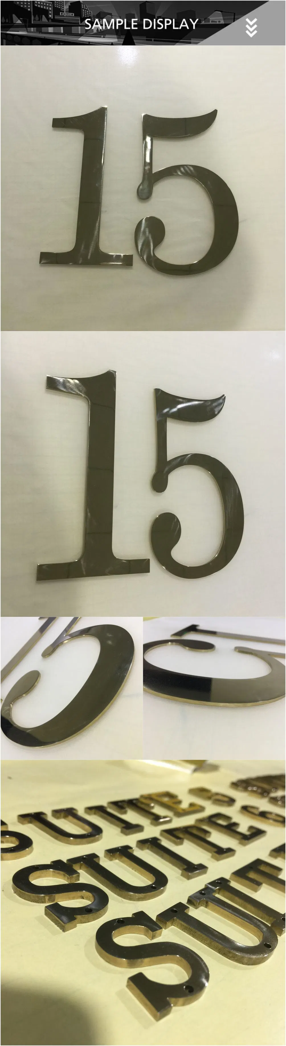 Customized Size Small Bronze House Embossed Decorative Metal Letters Numbers