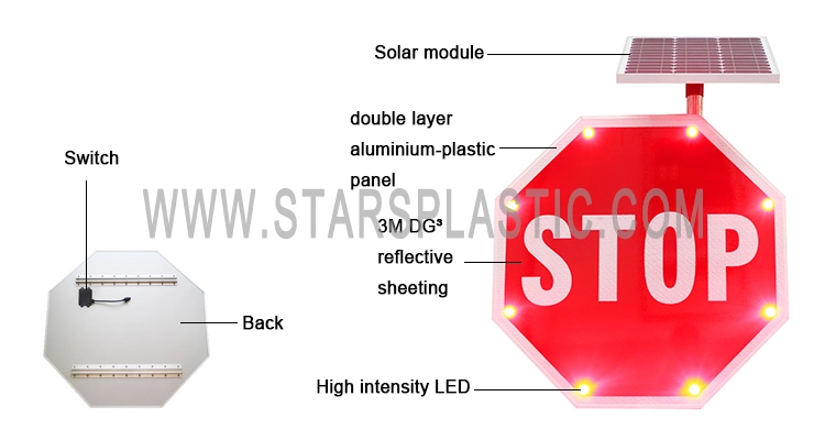 Traffic Safety Signs in India Arabic LED Flashing Police Stop Sign on School Bus Solar Stop Go Sign Board