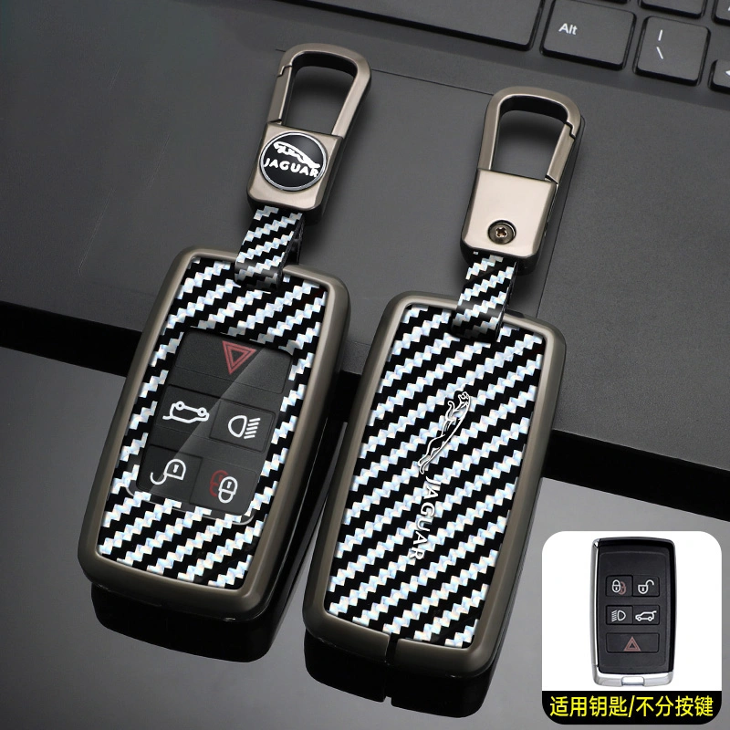 Replacement Remote Keyless Metal Carbon Fiber TPU Fob Key Case Shell for Jaguar