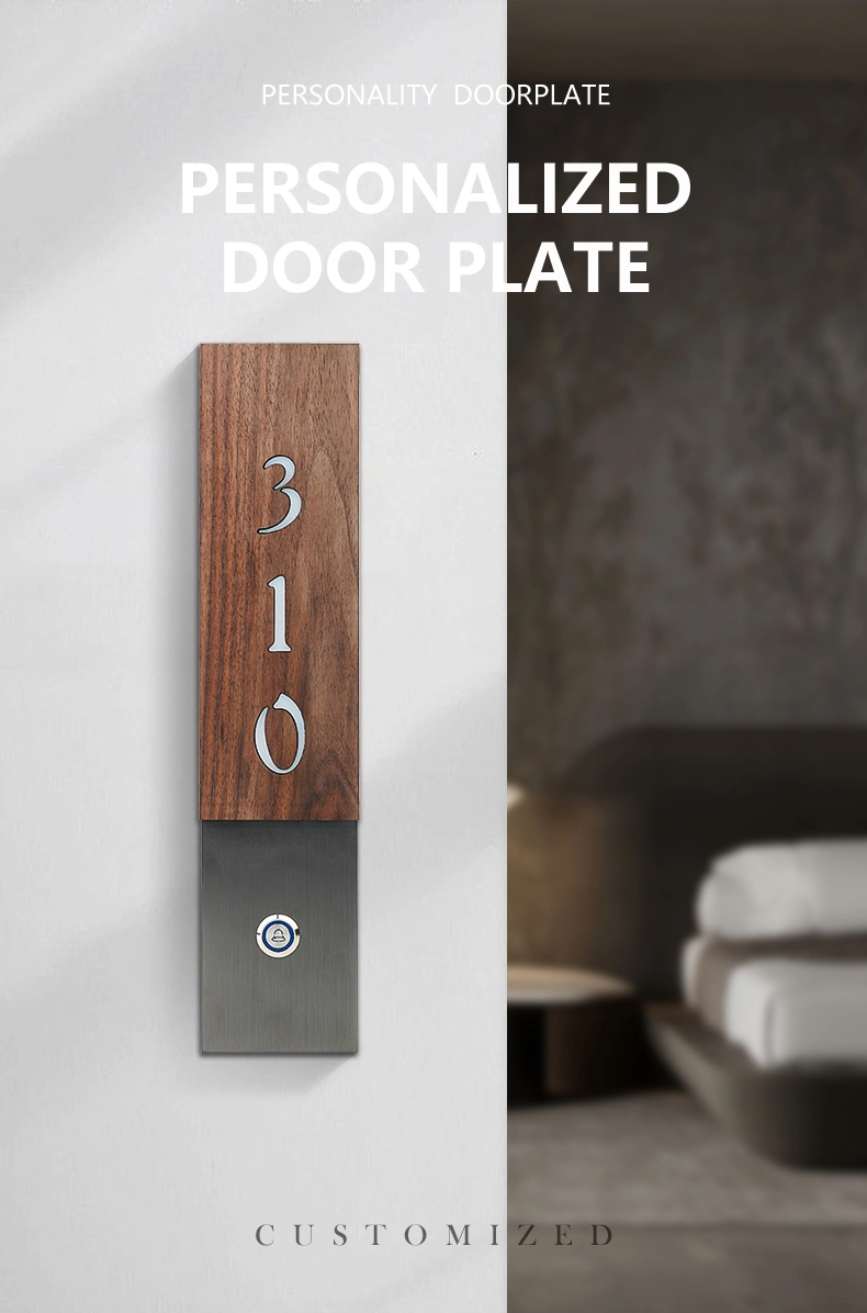 Gtd Customized Walnut Stainless Steel Hotel Room Door Number Signage Plate