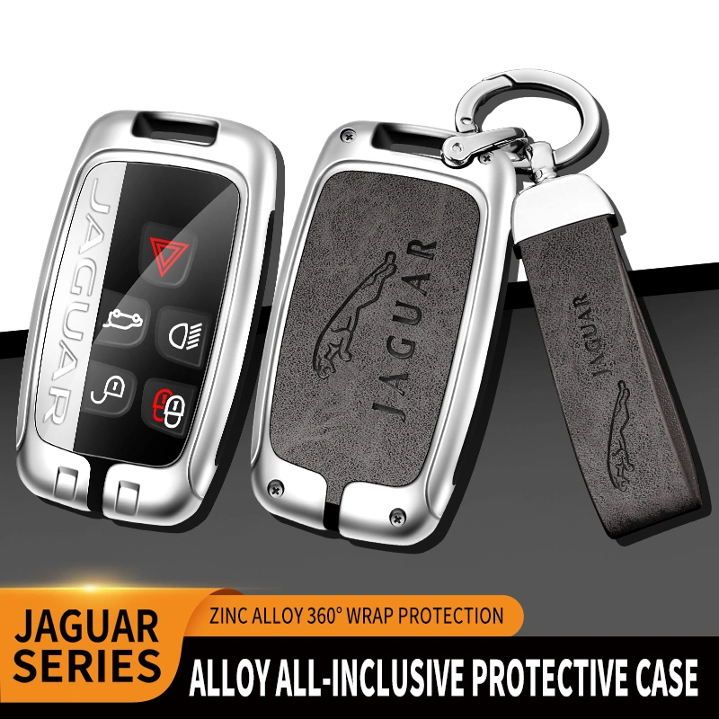 Car Logo Leather Zinc Alloy TPU Car Key Case for Jaguar