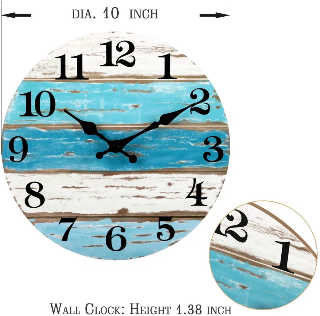 Wall Clock Sign Round Rustic Coastal Nautical Clock Decorative for Home Kitchen Living Room Office Bathroom Bedroom