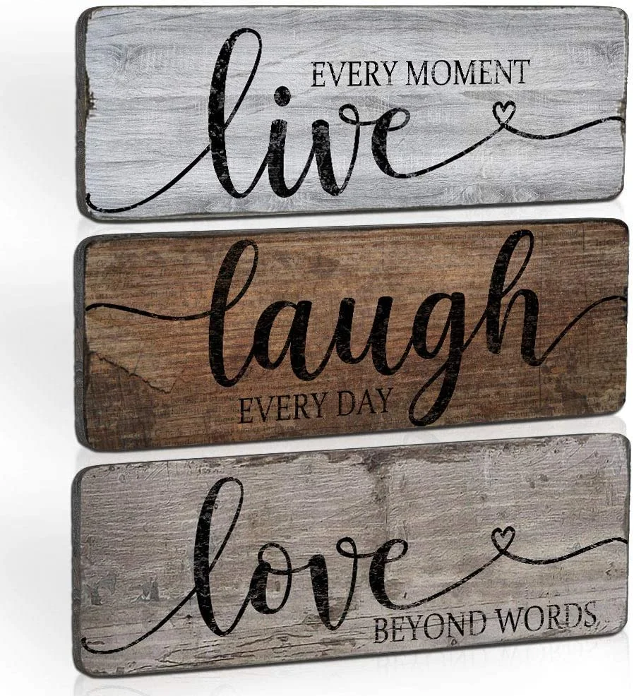 Cheap Sale Funny Home Wood Wall Decor Framed Rustic Hanging Wall Art Plaque Sign