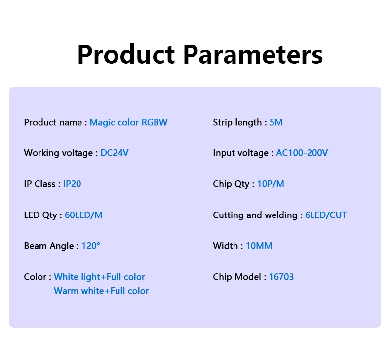 IP20 24V 5050RGBW 60LED/M External IC Full Color Wight Light LED Strip