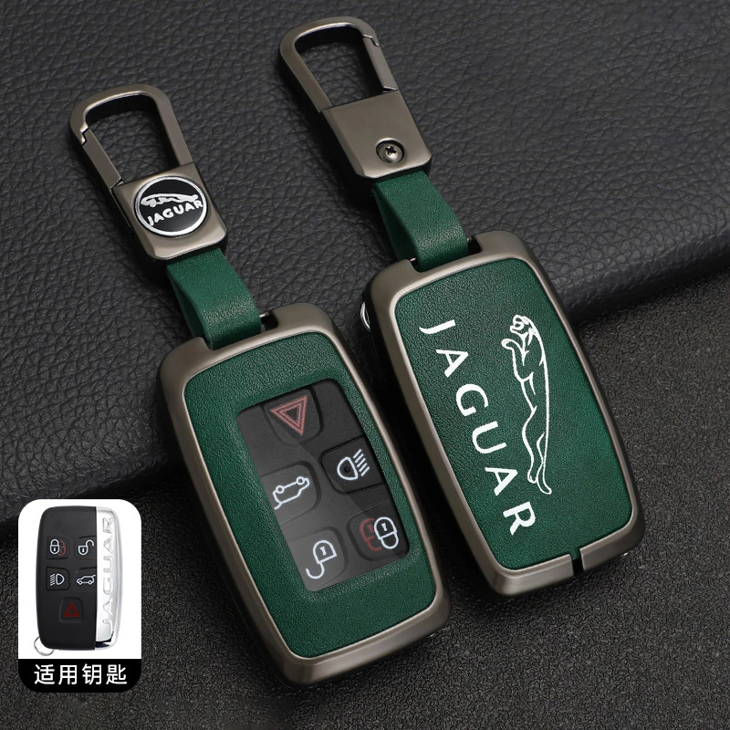 Replacement Remote Keyless Fob TPU Metal Leather Car Key Case for Jaguar