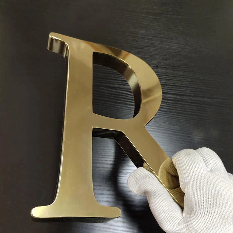 Small Solid Letters Custom 3D Stainless Steel Fabricated Gold Letters Logo for Wall Signs