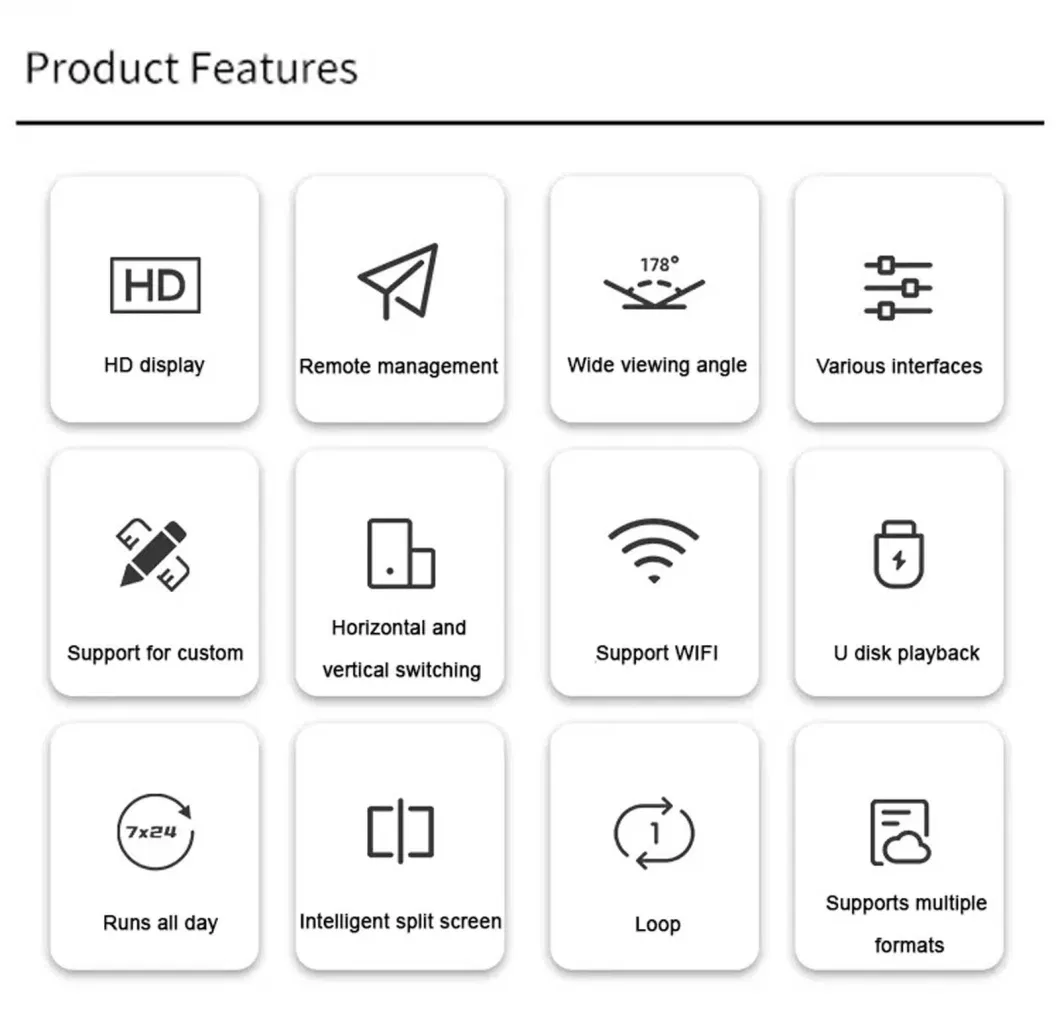 Android Smart TV LCD Screen Advertising Players Digital Signage for Wall Mount