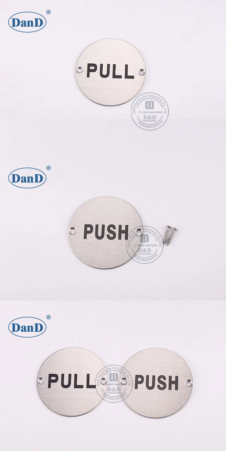 Stainless Steel Sign Plate Stainless Steel Push Pull Door Sign