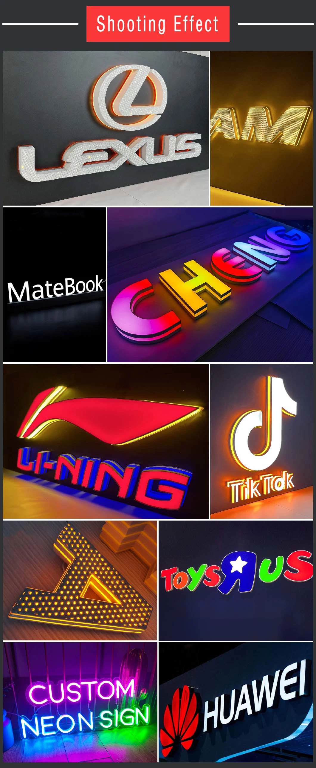 Business Channel Custom Letter Frontlit LED Letters Design Metal Sign