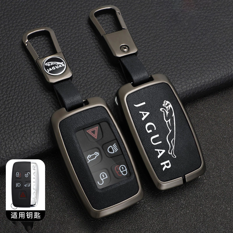 Replacement Remote Keyless Fob TPU Metal Leather Car Key Case for Jaguar