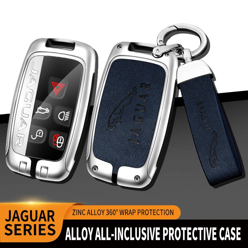 Car Logo Leather Zinc Alloy TPU Car Key Case for Jaguar