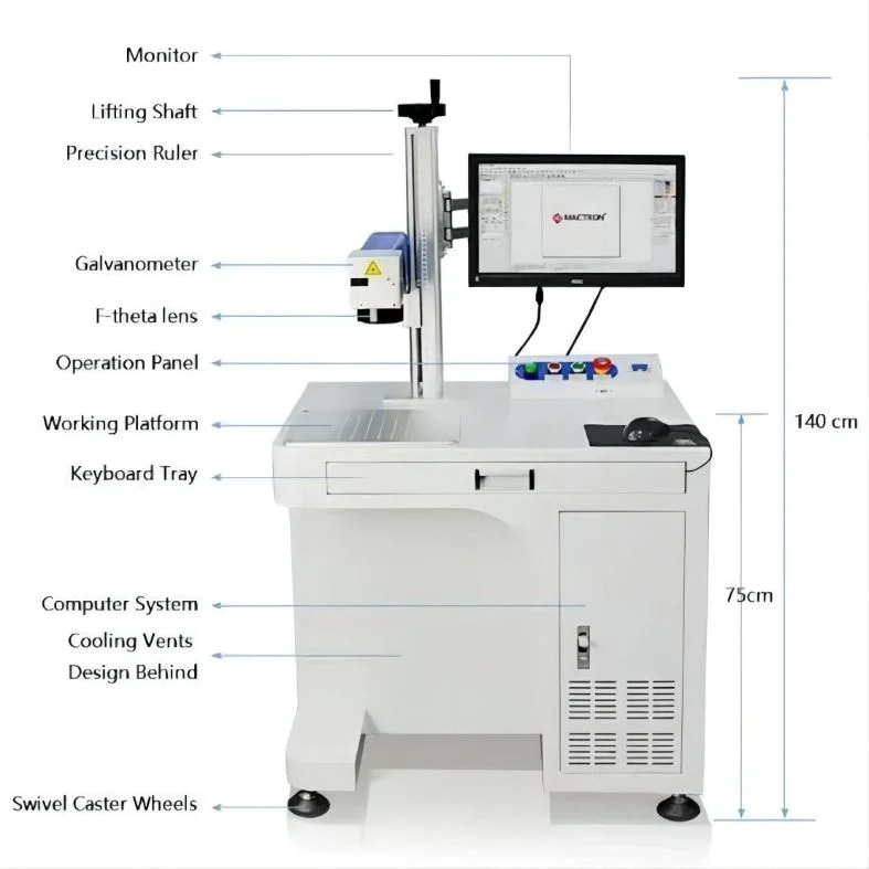 20W 30W 60W 100W Raycus Max Jpt Fiber Laser Marking Machine and Stainless Steel Laser Mark for Label Logo Keyboard Metal Jewelry