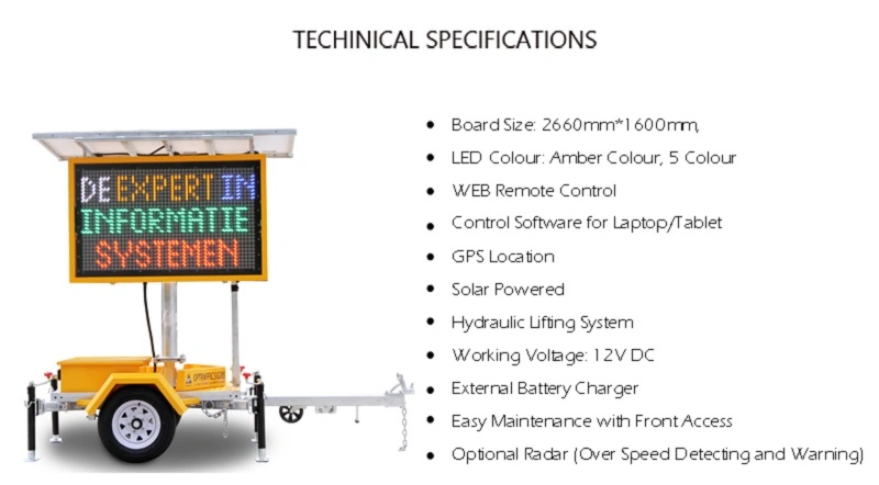 G032510 OEM 12V LED Outdoor Waterproof Solar Powered Illuminated Traffic Signs with Trailer