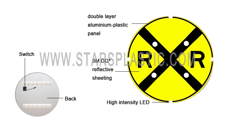 OEM Traffic Warning Directional Sign Edge Lit Reflective Road Railroad Crossing Traffic Sign