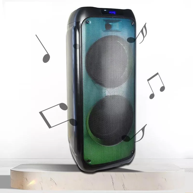 Dual 6.5inch Partybox Outdoor PA System Blue-Tooth Speakers with Lights Bass Portable Wireless Trolley Woofer Audio Box Speaker