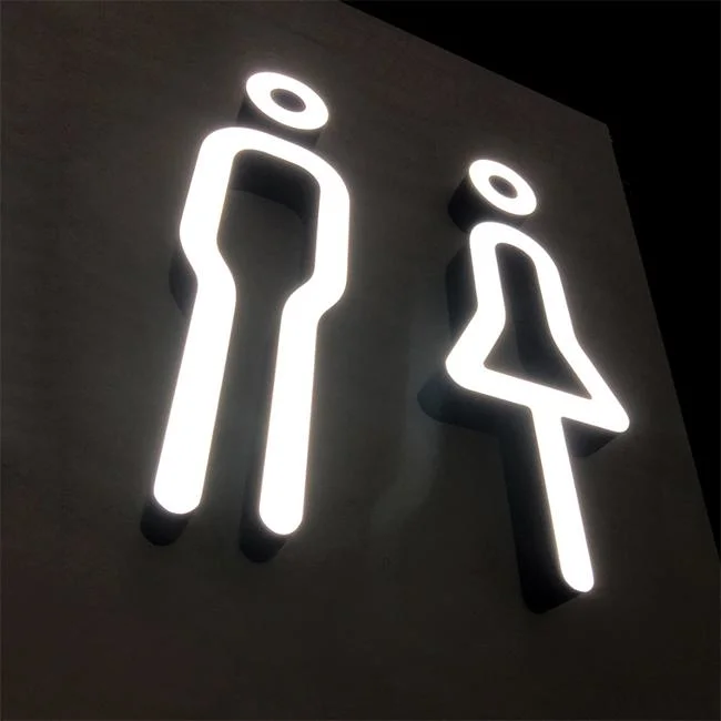 Toilet Sign Image Door Wall Mounted Front Light Hotel and Hospital LED Illuminated Acrylic Sign