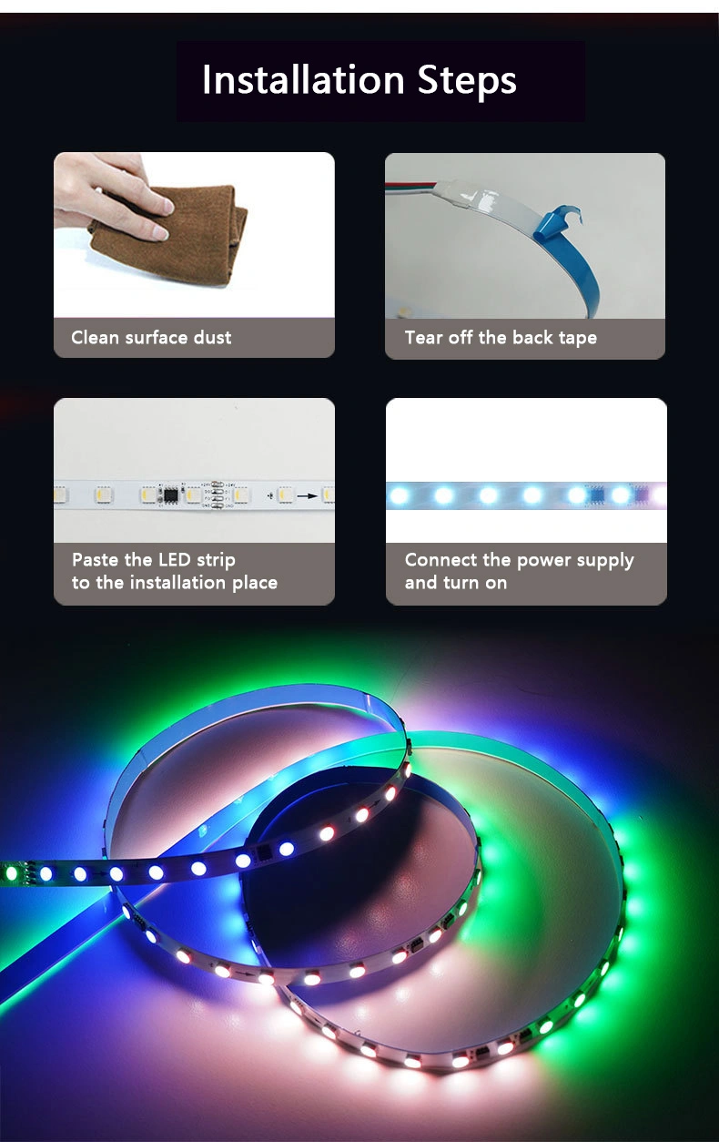 IP20 24V 5050RGBW 60LED/M 16703 IC Full Color Warm White LED Strip