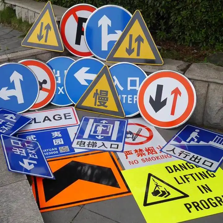 Custom Aluminium Metel Reflective Traffic Stop/Slow Road Sign Train Construction Traffic Warning Signs