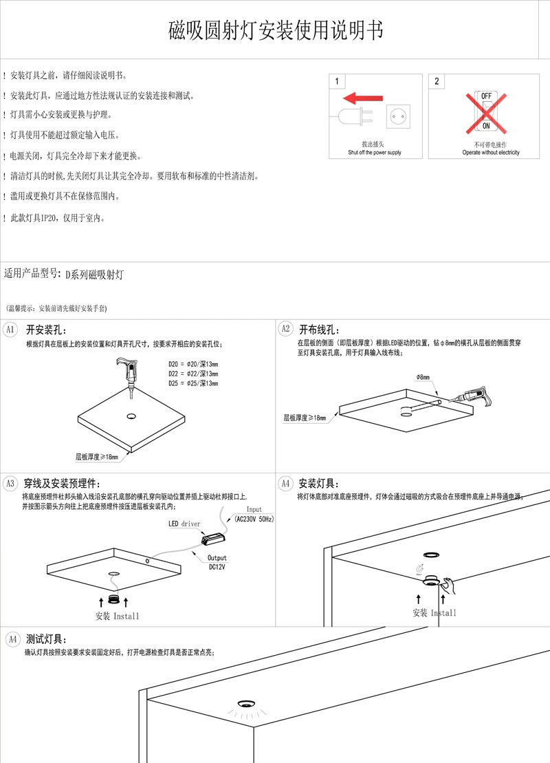 1.5W Mini Magnetic Point Light Source Spotlight for LED Under Cabinet Lighting