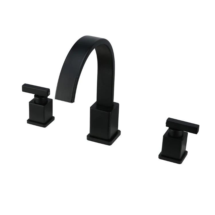 Faucet Two Handles 8&quot; Widespread Black 3 Pieces Bathroom Basin Sink Faucet