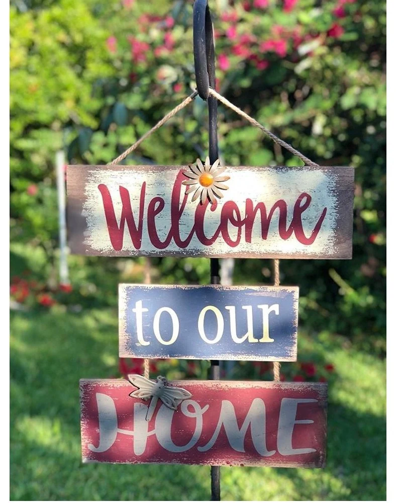 Customised High Quality 3D Hanging Art Wooden Metal Welcome Signs for Front Door