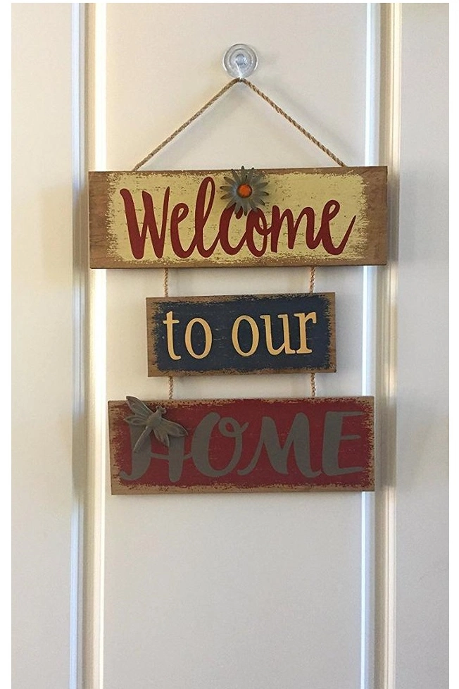 Customised High Quality 3D Hanging Art Wooden Metal Welcome Signs for Front Door