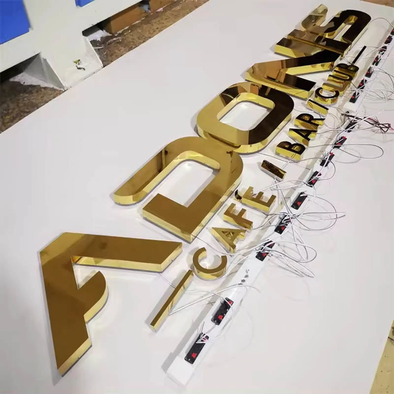 Outdoor Waterproof Golden Metal Backlit LED Letter Sign Wall Light 3D Backlit Logo Signage