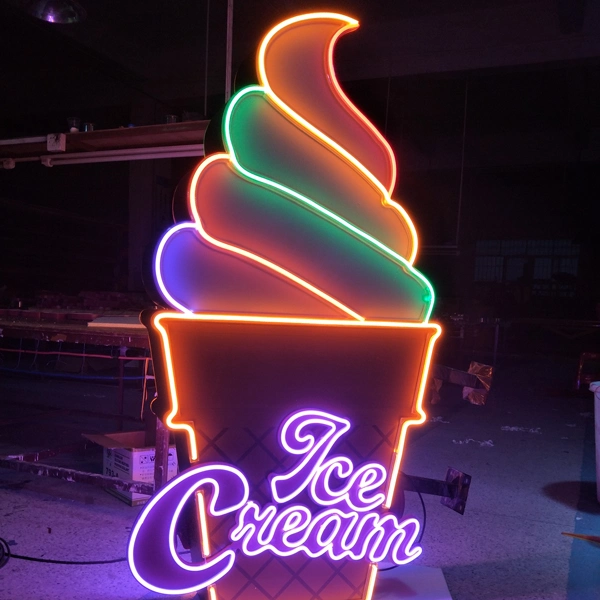 LED Illuminated Letter Huge Ice Cream Flexible Neon Signs for Indoor Outdoor Multi-Color Silicon Flex Neon Letters