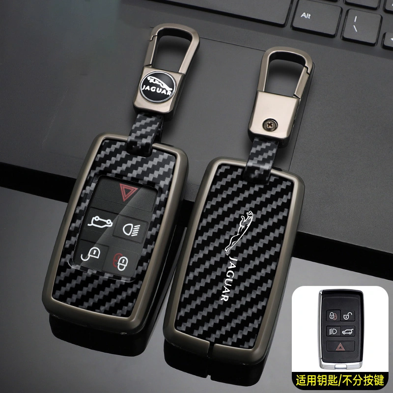 Replacement Remote Keyless Metal Carbon Fiber TPU Fob Key Case Shell for Jaguar