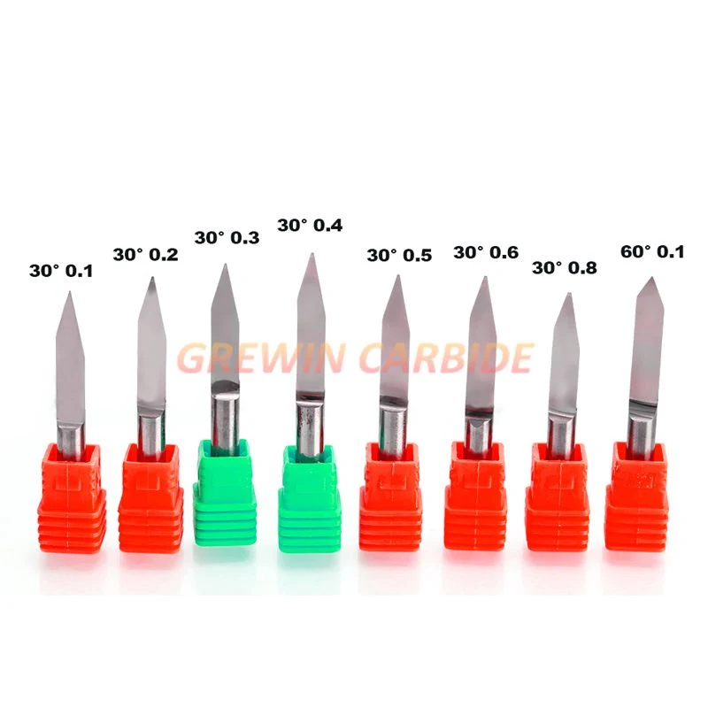 Gw Carbide Three-Faces CNC Engraving Tool Pyramid CNC Router Bits for Stone Jade Wood Mini Word Milling Cutters for Advertising Industry