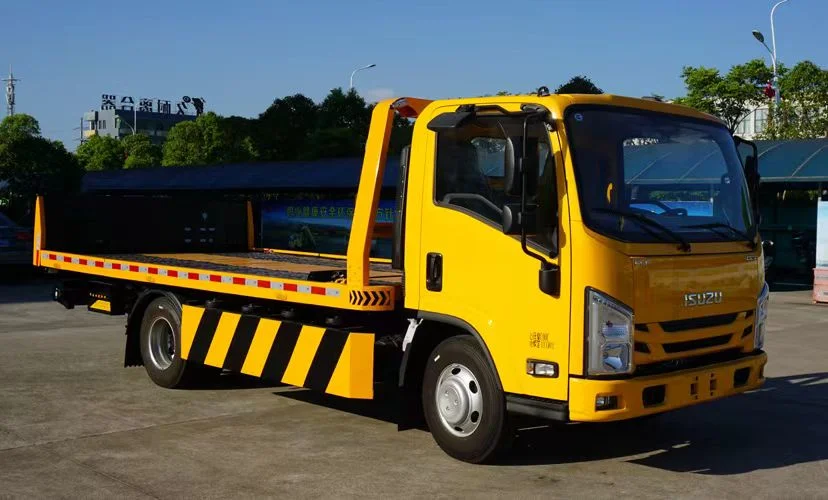 5 Ton 4HK1 Engine Flatbed Recovery Rollback Wrecker Bed Road Rescue Wrecker Tow Truck for Sale Japan Manual Car Crane Euro 5 6+1