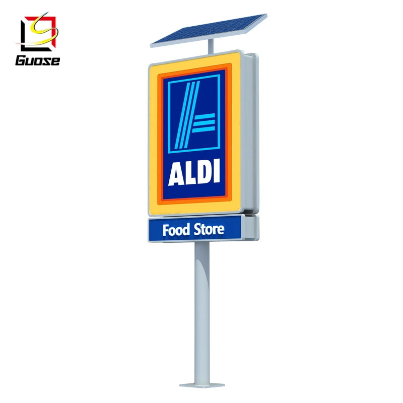 Solar Outdoor Advertising Pylon Sign Steel Tube Pylons Road Directional Sign