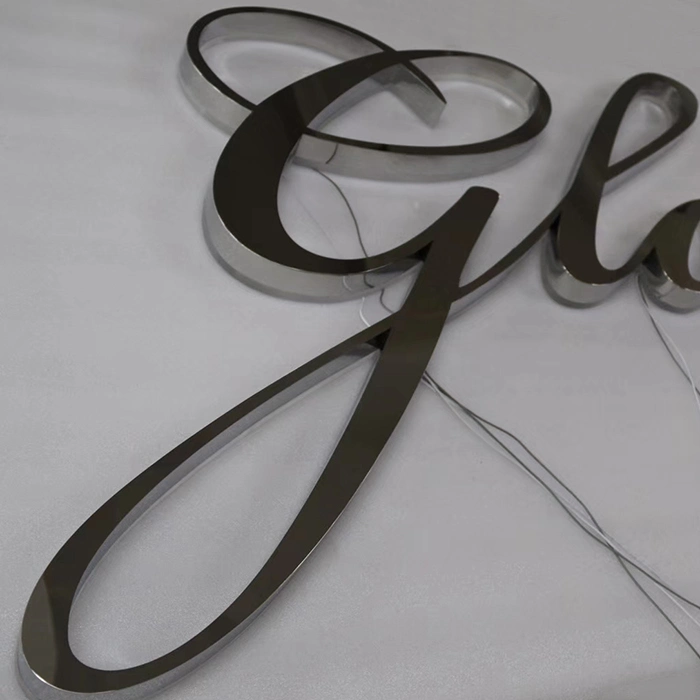 Manufacturer Custom Laser Cutting 3D Metal Backlit Signage Stainless Steel Letter Mirror Electronic Signs