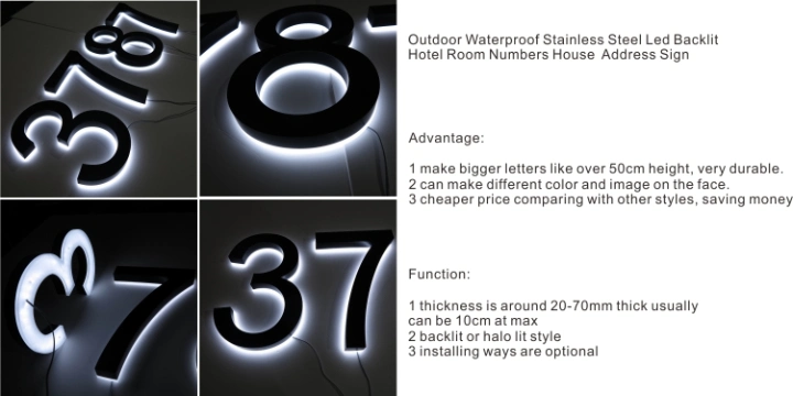 Outdoor Custom Stainless Steel Logo Numbers Signs Metal for Decoration