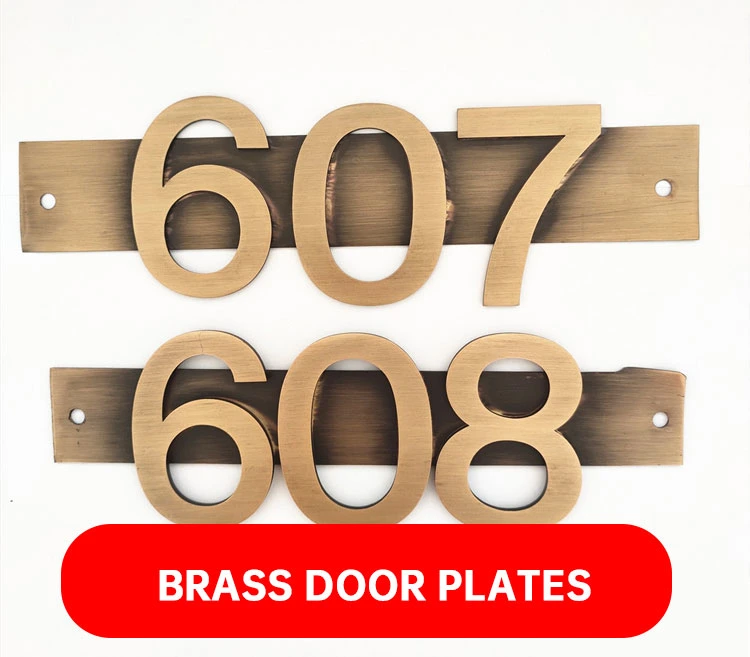 Adhesive Brass Metal Hotel Door Number Plates Villa Apartment Door Number Customized Letters