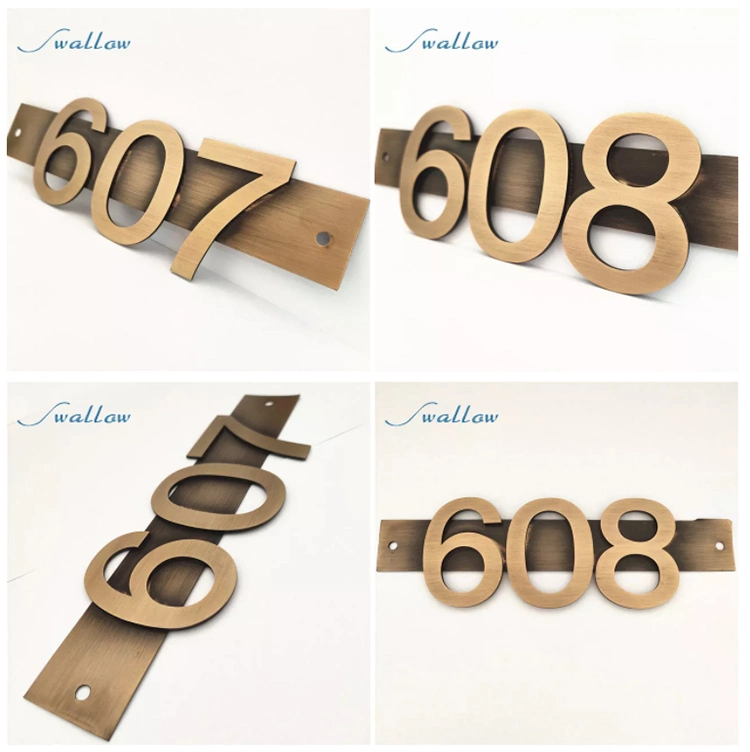 Adhesive Brass Metal Hotel Door Number Plates Villa Apartment Door Number Customized Letters