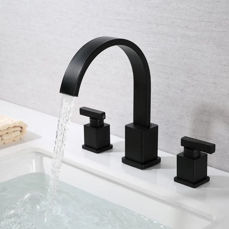 Faucet Two Handles 8&quot; Widespread Black 3 Pieces Bathroom Basin Sink Faucet