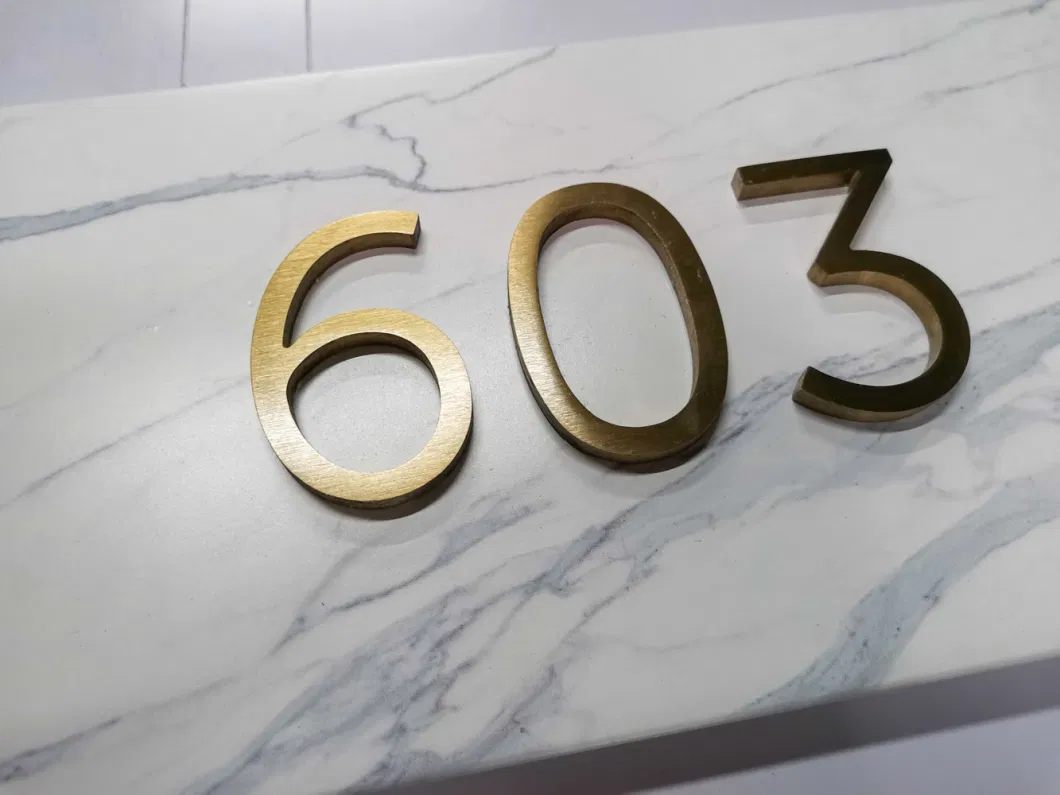 Marble Stone Sign Hotel Room Number Sign Brushed Stainless Steel Letters