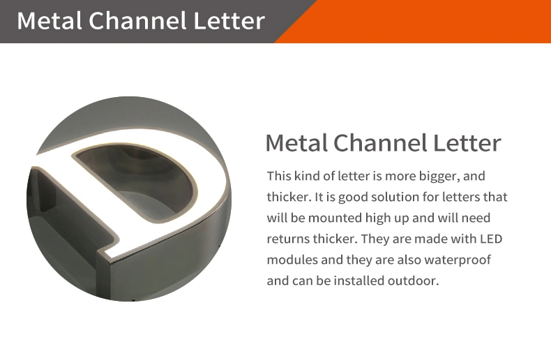 Factory Custom Made 3D Illuminated Stainless Steel LED Channel Letter