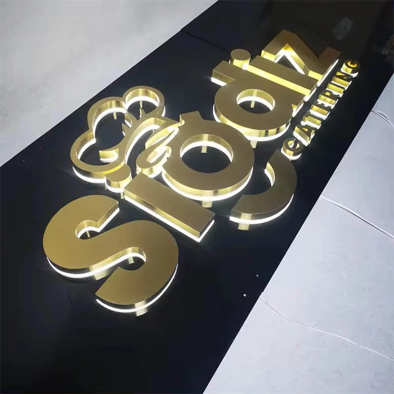 Outdoor Commercial Backlit Advertising Signs Fabricated Stainless Steel LED Letters