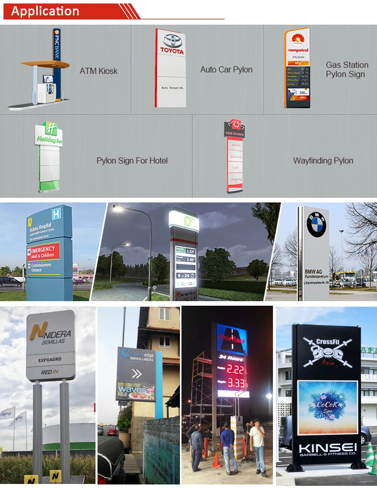 Illuminated LED Pylon Sign Petrol Filling Station Pole Signs &amp; Pylon Signs