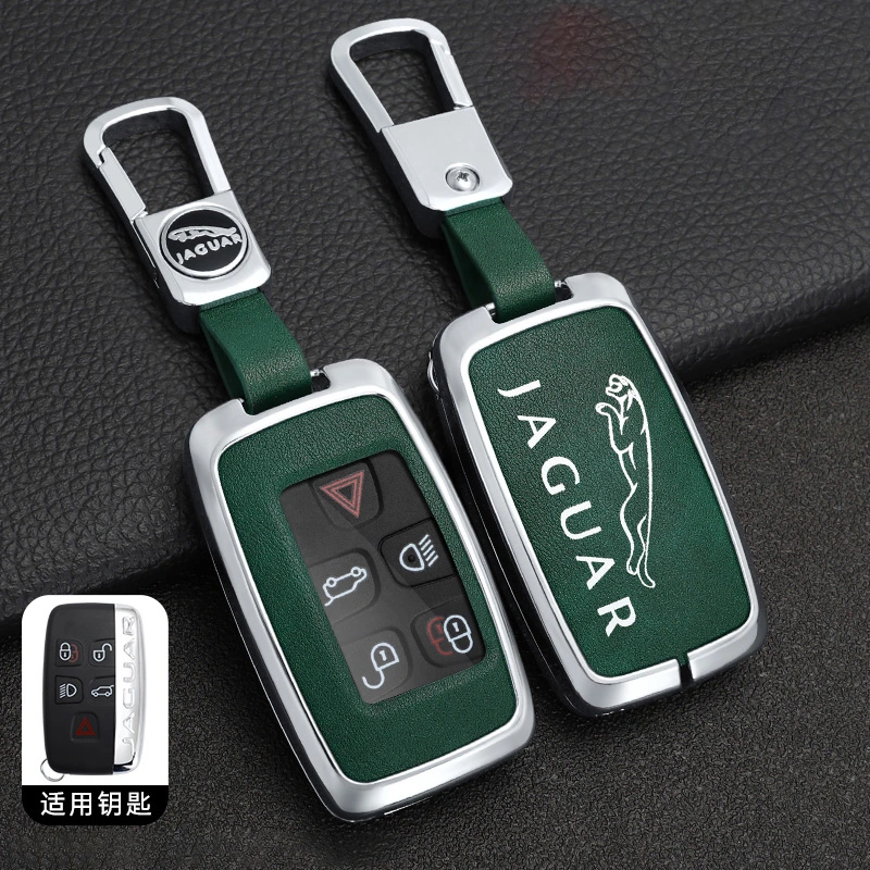 Replacement Remote Keyless Fob TPU Metal Leather Car Key Case for Jaguar