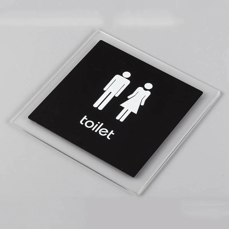 No Smoking Toilet Sign Sticker Black Public Place Ban Logo Acrylic Wall Stickers